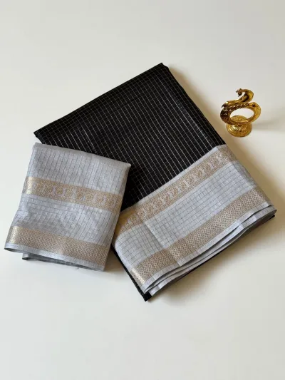 Pure Tussar Base Checks Saree
